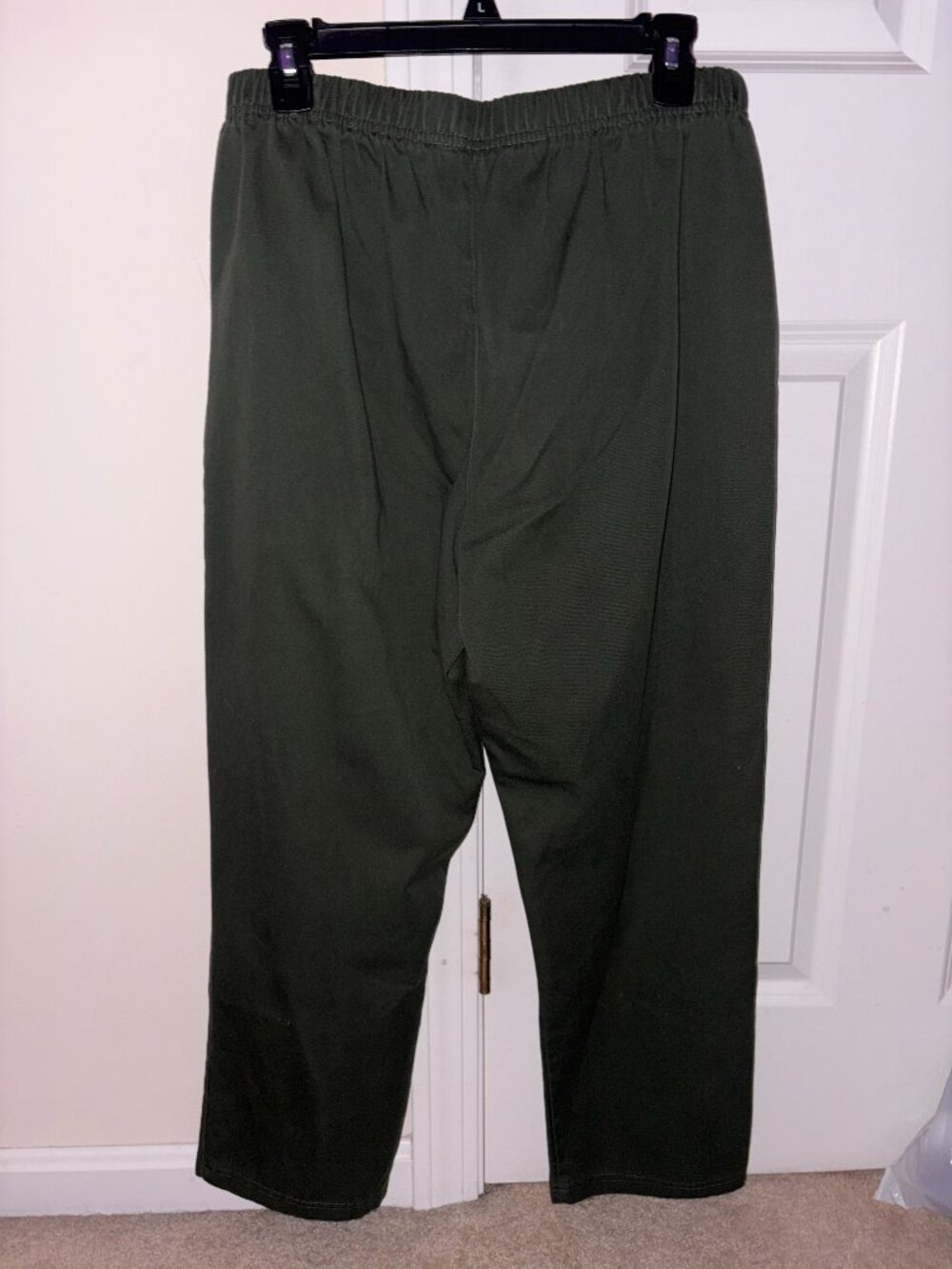 White Stag casual cotton-blend pants, solid Tacoma olive green, women's size 12P